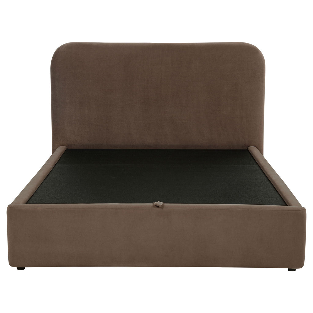 Anders Upholstered Full Storage Lift Platform Bed Chocolate