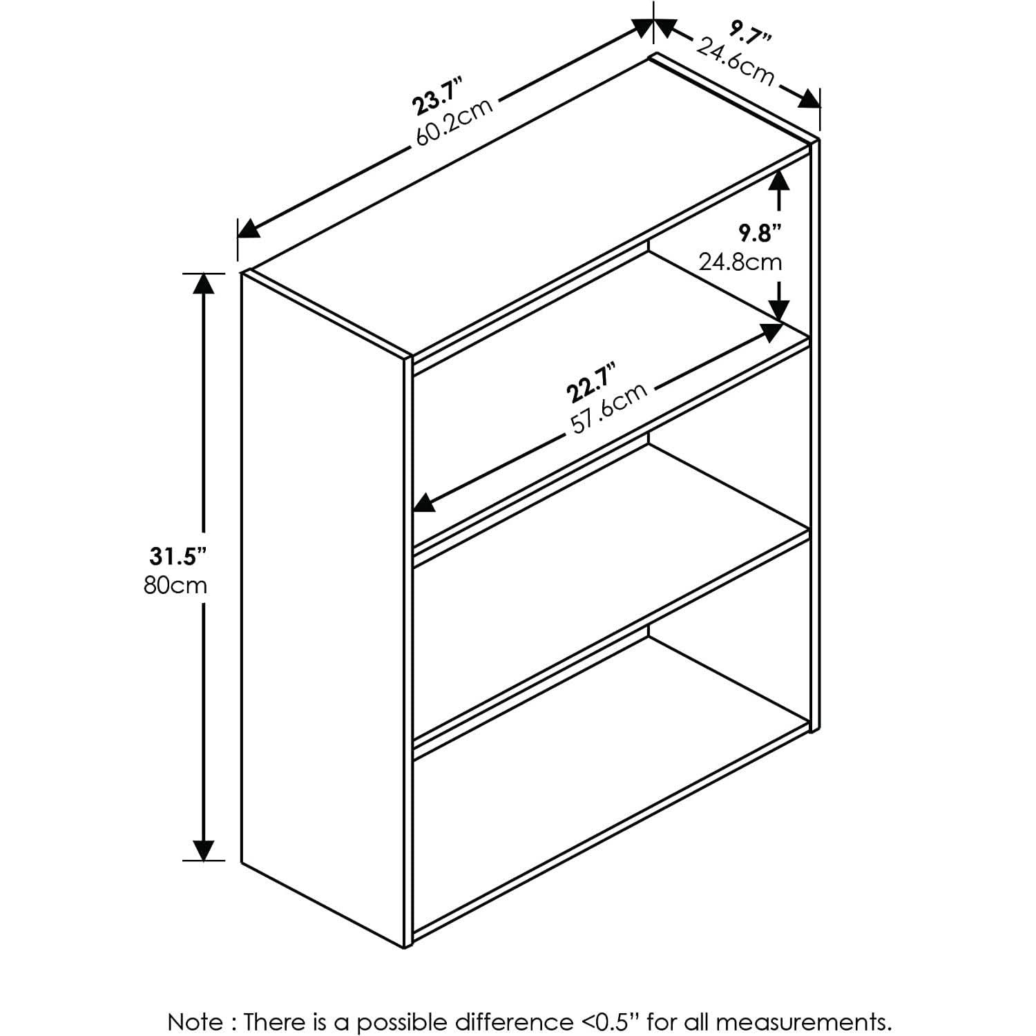 Pasir 3 Tier Open Shelf Bookcase In Espresso Finish