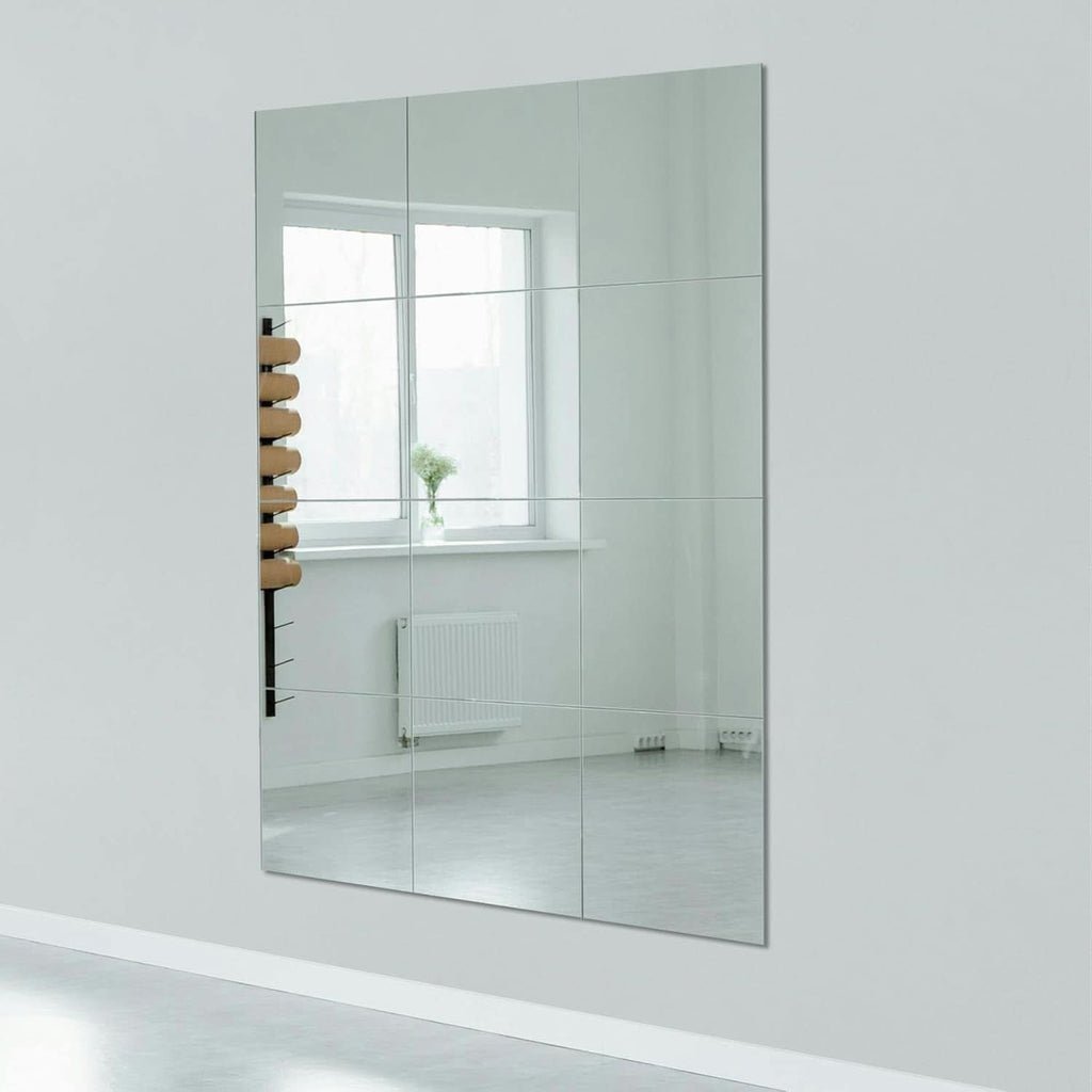 Frameless Wall Mounted Mirror Tiles 12X12 Inches Set Of 12