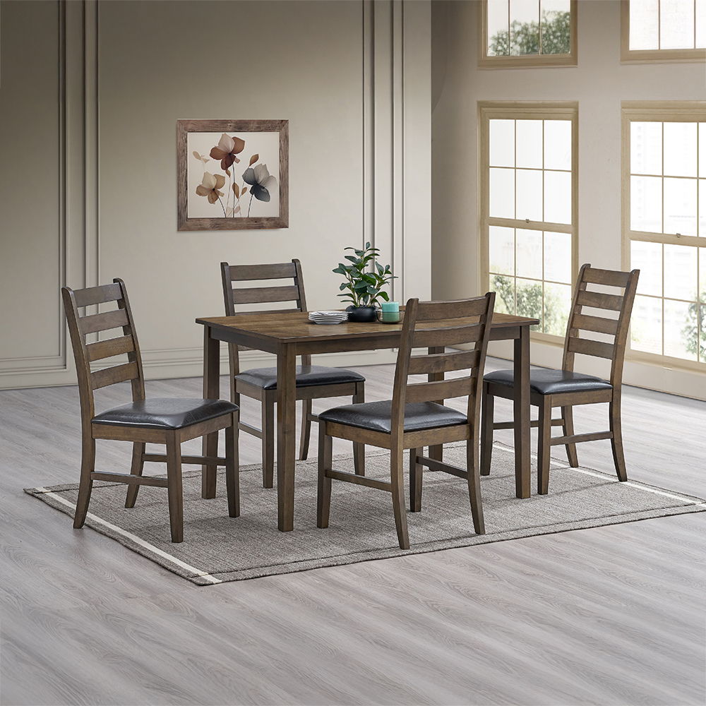 Damica - Side Chair (Set of 2) - Brown Synthetic Leather & Walnut