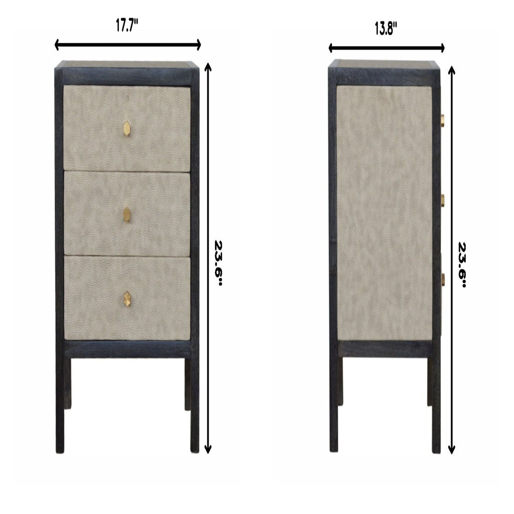 Nightstand, 3 Drawer - Black