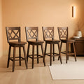 Swivel Wooden Bar Stools Set of Four Dark Grey