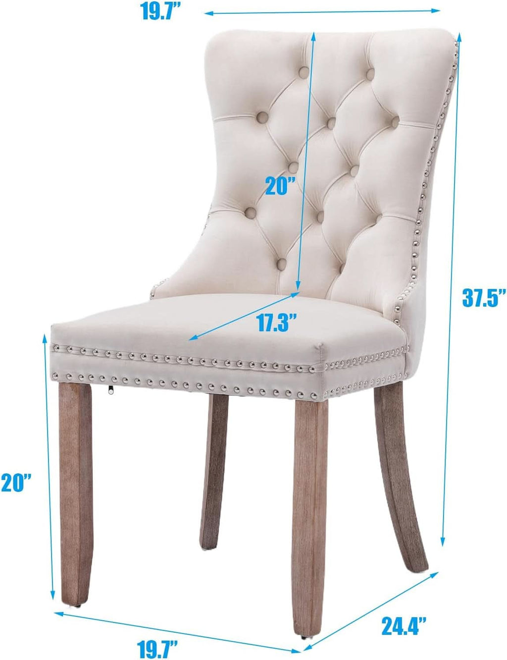 Velvet Dining Chairs Set Of 6 Beige Tufted High Back