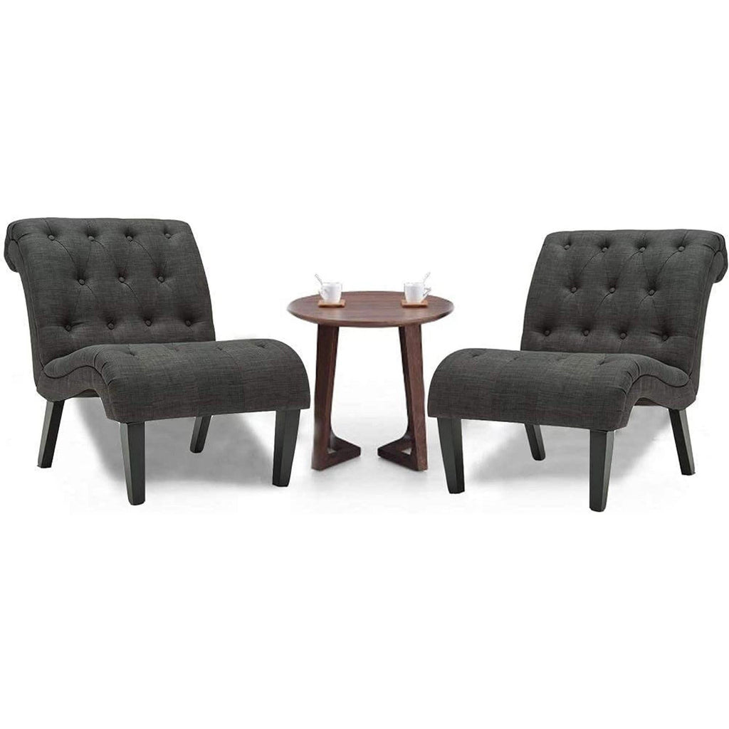 Set Of 2 Button Tufted Slipper Chairs For Living Room