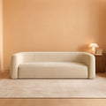 Cream Velvet 3 Seater Modern Sofa With Curved Backrest
