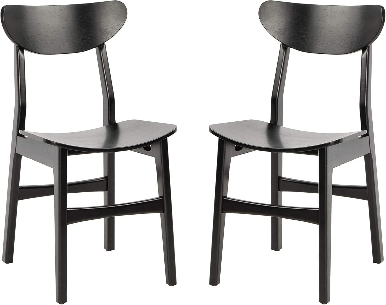 Retro Black Wood Dining Chair Set Of 2 For Home Dining