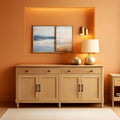 Oak Buffet Cabinet 68 Inch With 4 Doors And 2 Drawers