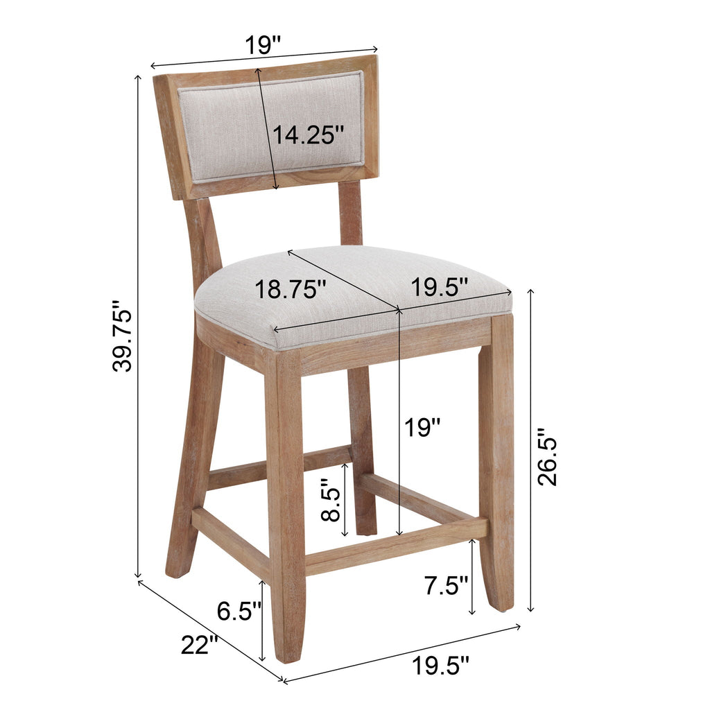Upholstered Counter Height Bar Stools With Comfy Back (Set of 2)