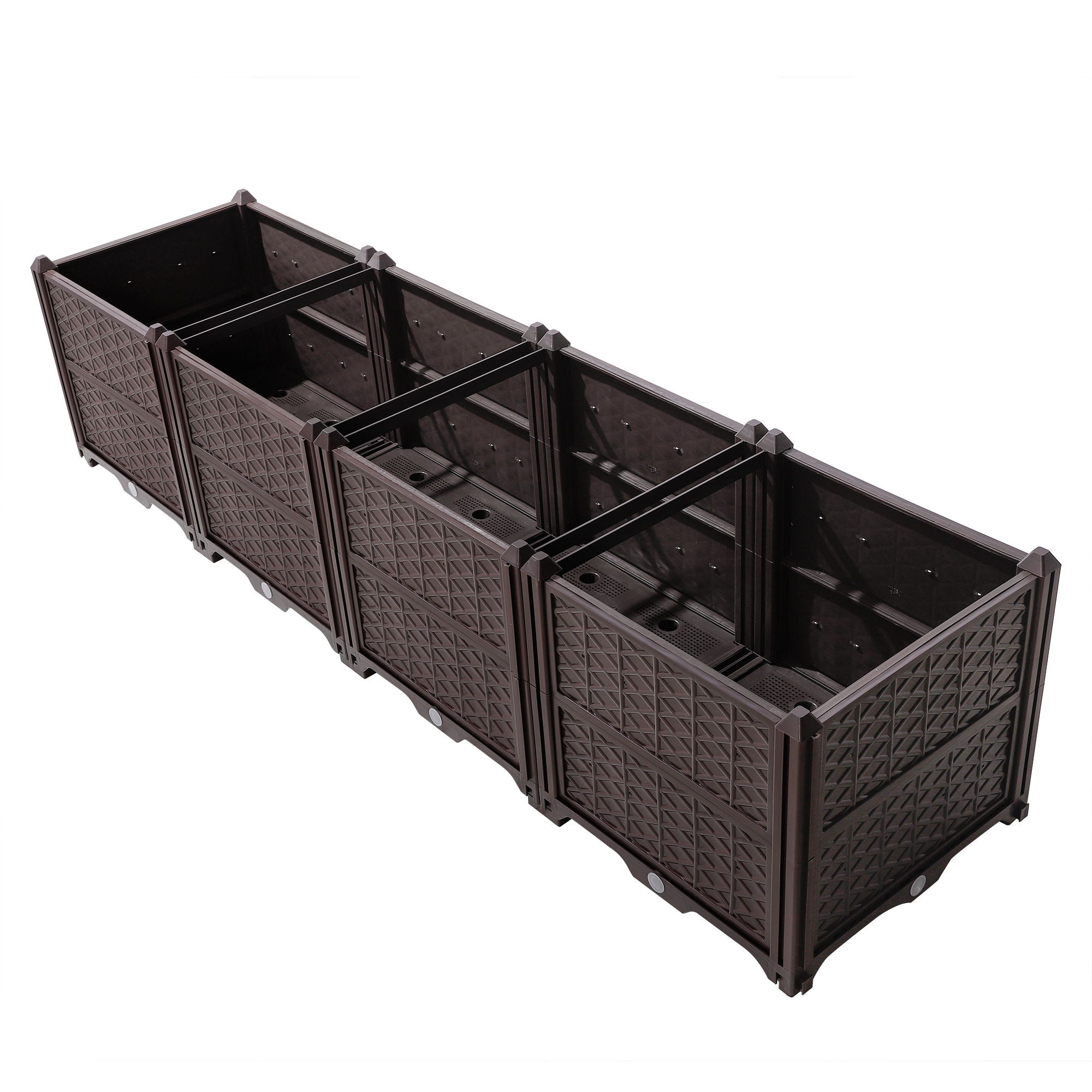 Indoor / Outdoor Rectangular Plastic Planting Box Kit For Vegetables, Herbs, Flowers & Succulents, Coffee, Polypropylene, 62.80" - Coffee