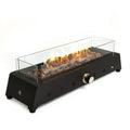 Tabletop, Propane Gas Fire Pit With Quick Connect Joint, Glass Wind Guard And Lava Rock, Outdoor, Portable - Black