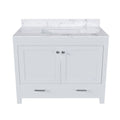 43" Bathroom Vanity With Artificial Marble Carrara Top Set, Multi Functional Bathroom Cabinet With Doors And Drawer - White