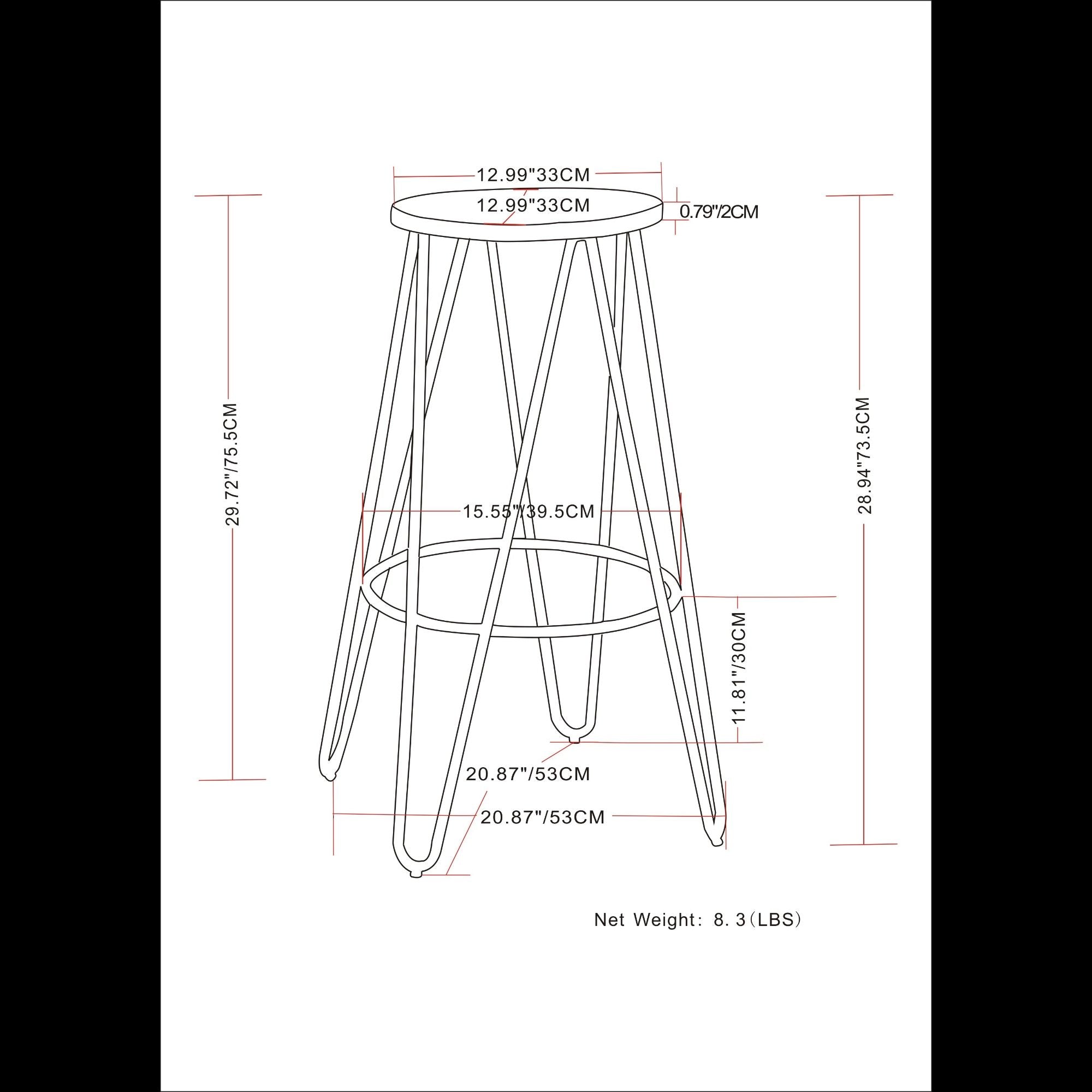 Simeon - Multifunctional Metal Stool With Wood Seat