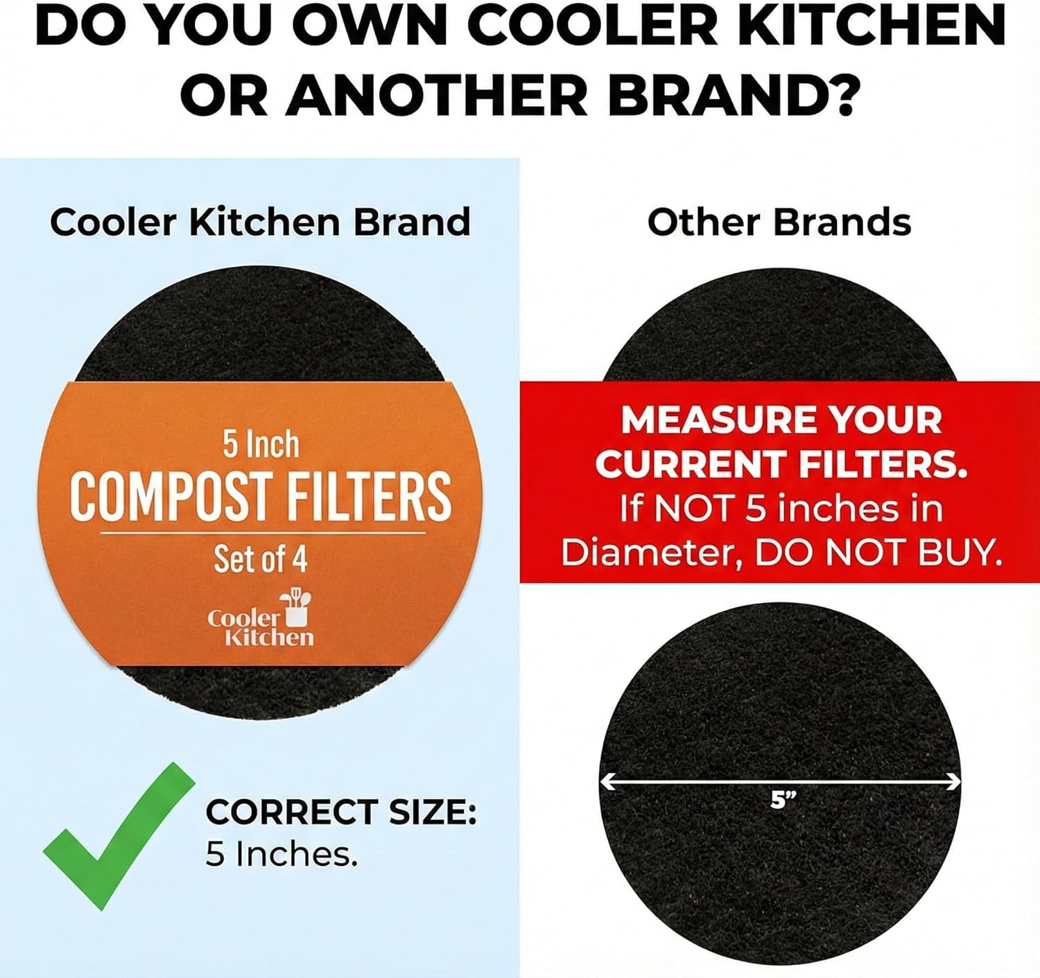 Cooler Kitchen - 4 Pack Activated Charcoal Compost Bin Filters - 3.75 Inch Activated Charcoal Filters Replacement Set for Kitchen Recycle Bin - Odor Absorbing Home Countertop Compost Bin Filter