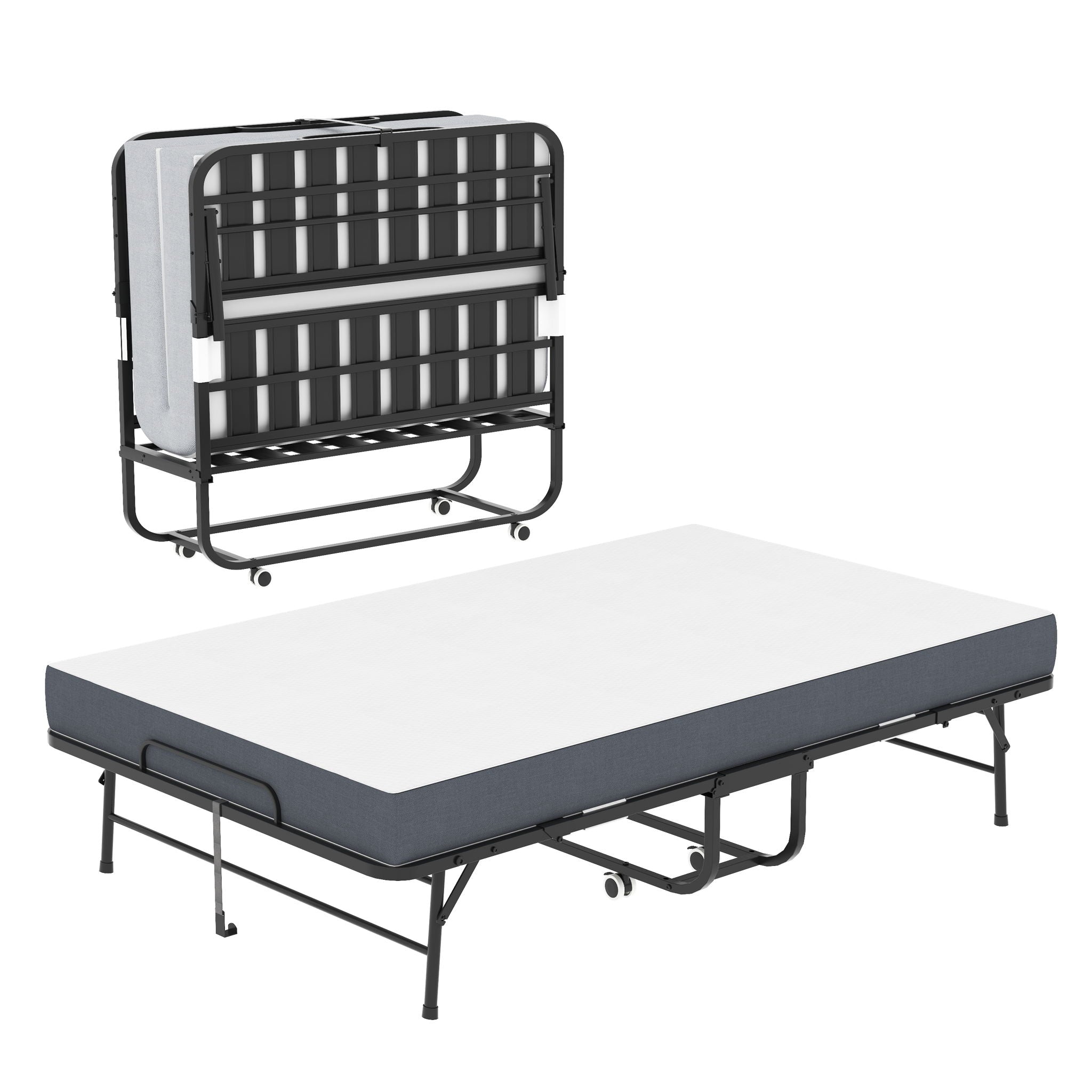 Twin Wide Folding Bed for Tall People with Memory Foam Mattress