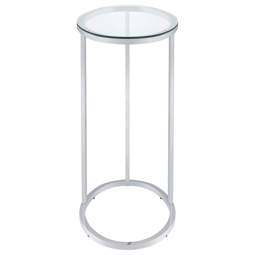 Kyle Oval Glass Top C-Shaped Sofa Side Table Chrome