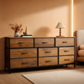 63 Inch Dresser With Durable Fabric Drawers In Rustic Brown