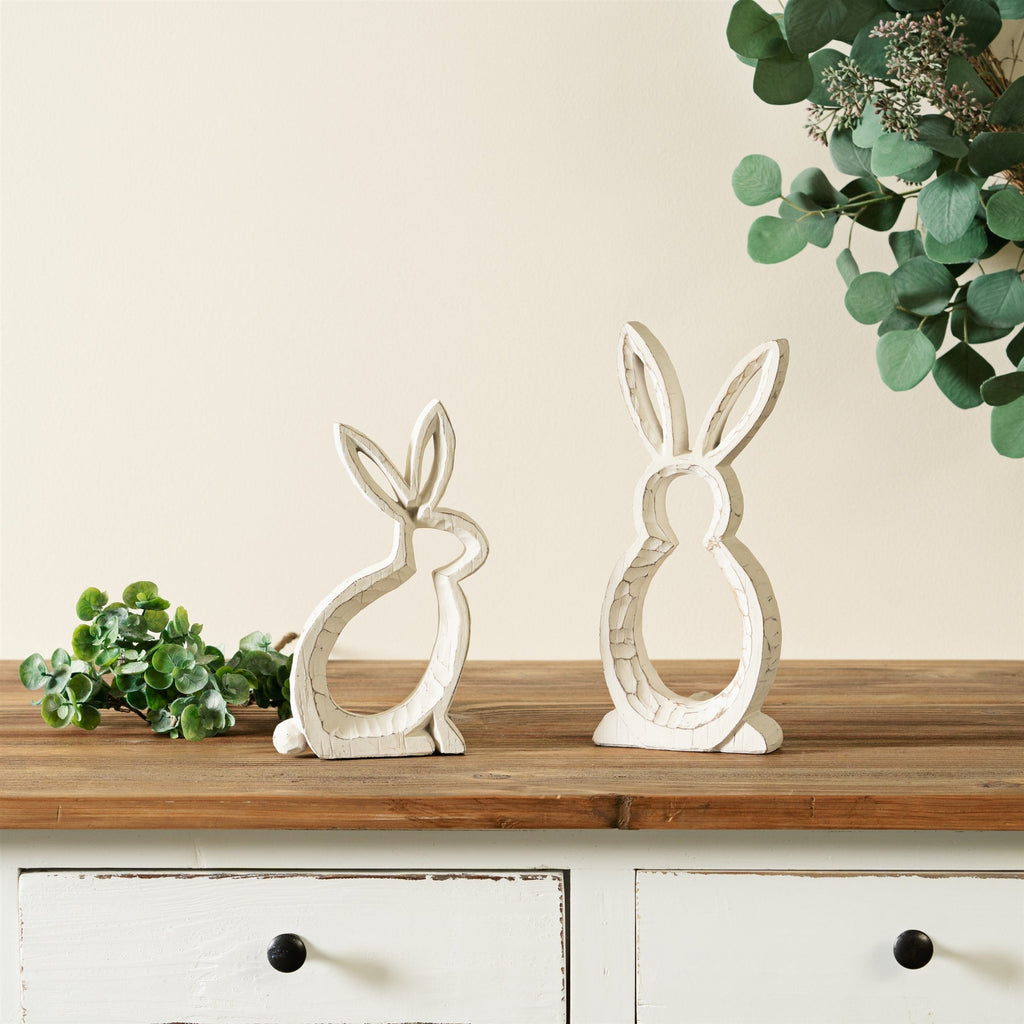 Set of 2 Carved Resin Stone Bunny Silhouettes