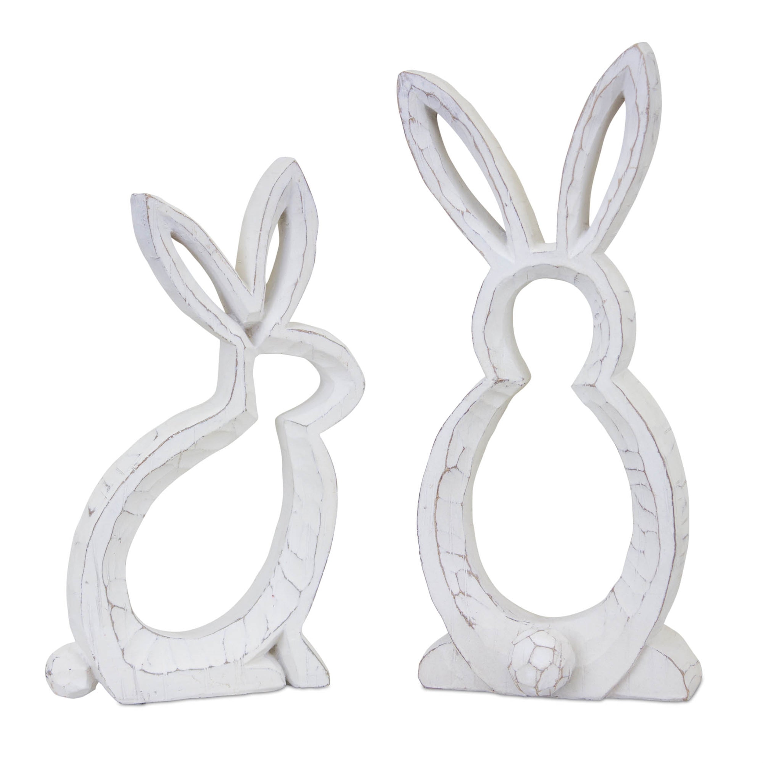 Set of 2 Carved Resin Stone Bunny Silhouettes
