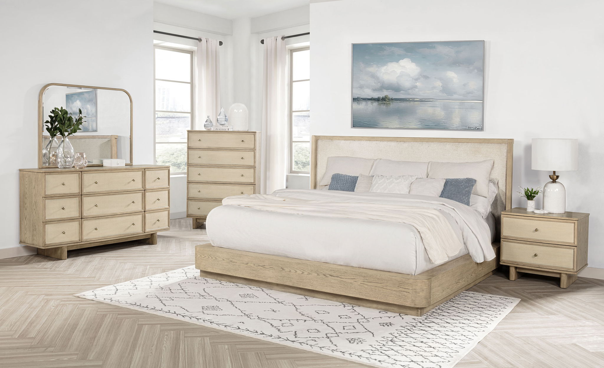 Kailani 52-inch California King Wingback Bed Beige Oak