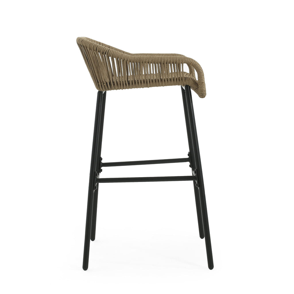 La Push - Outdoor Rope Barstool (Set of 2) - Black / Brown