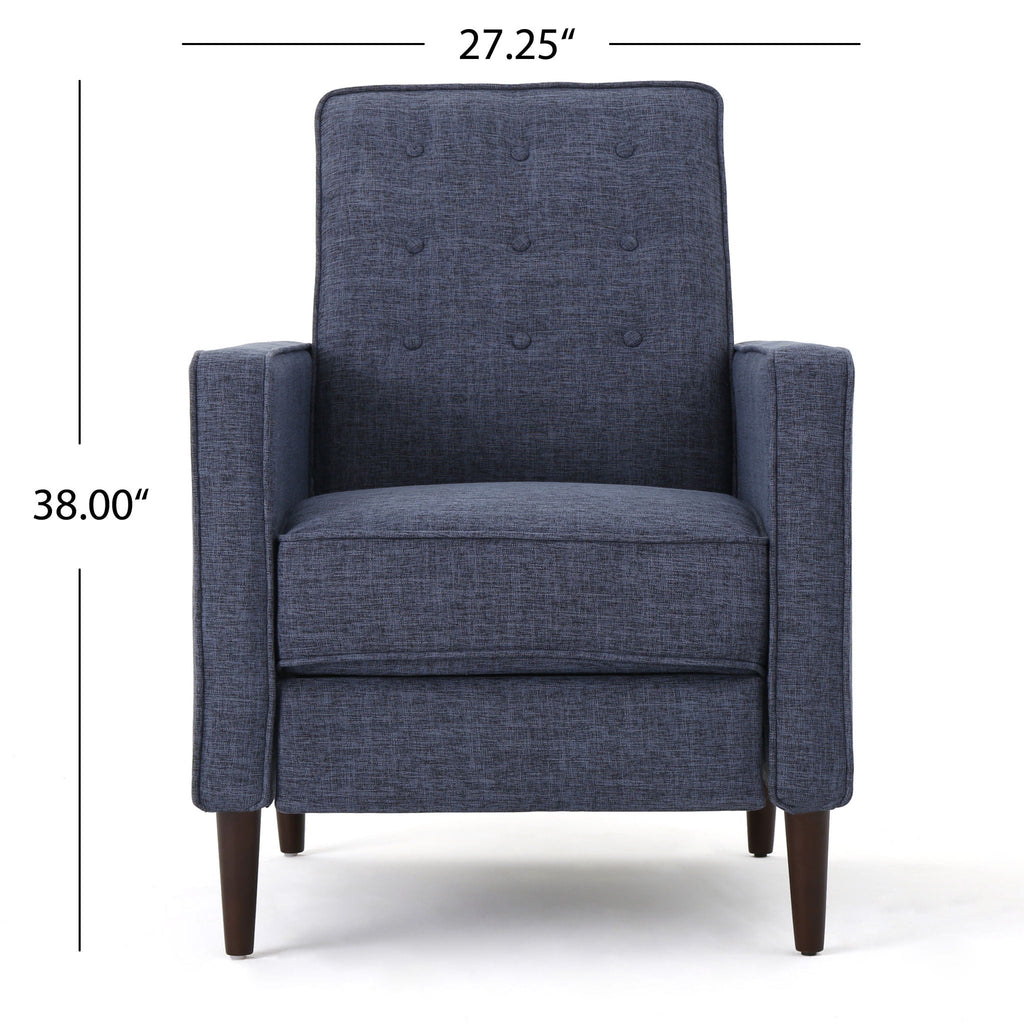 Mid-Century Modern Recliner With Button Tufted Waffle Stitch
