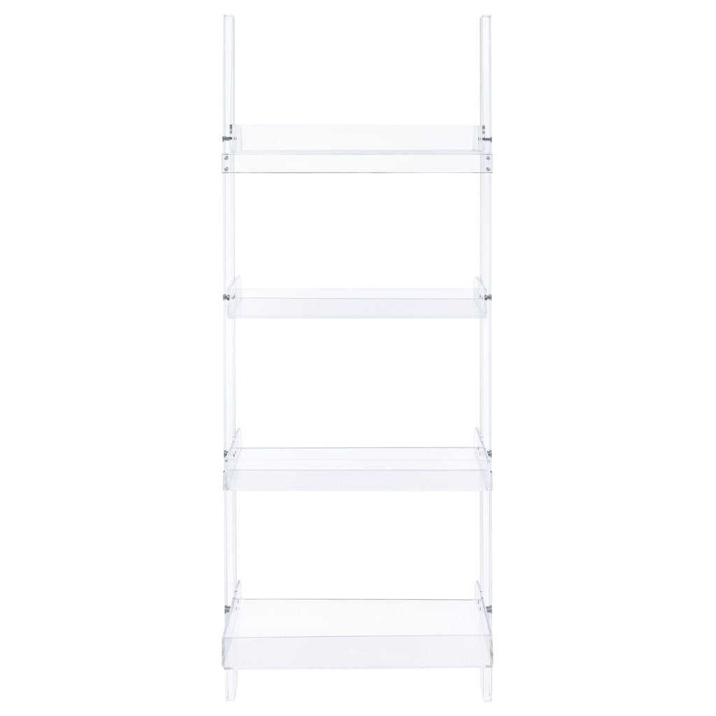 Amaturo 72-inch 4-shelf Acrylic Ladder Bookshelf Clear