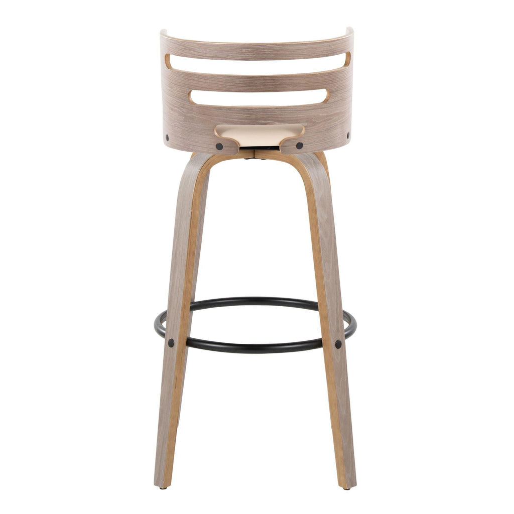 Cosini - Mid Century Modern Fixed Height, Barstool & Swivel And Round Footrest (Set of 2)