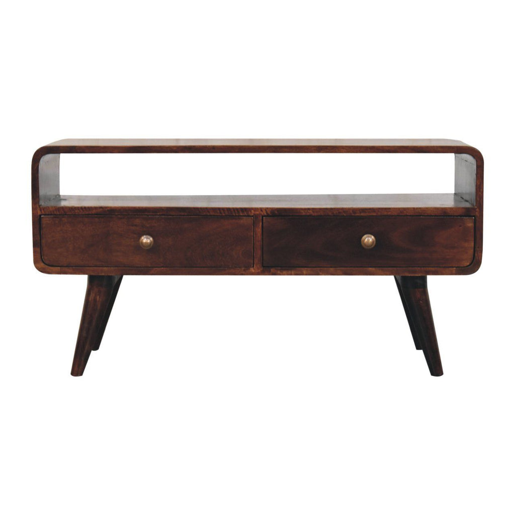 Solid Wood Curved Media Unit