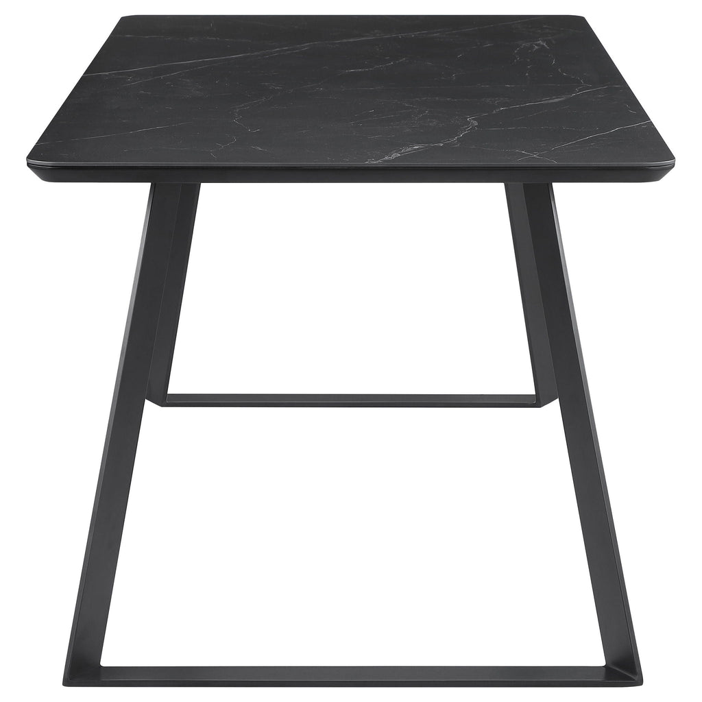 Smith - Rectangular Top Dining Table With 3 Drawers - Black