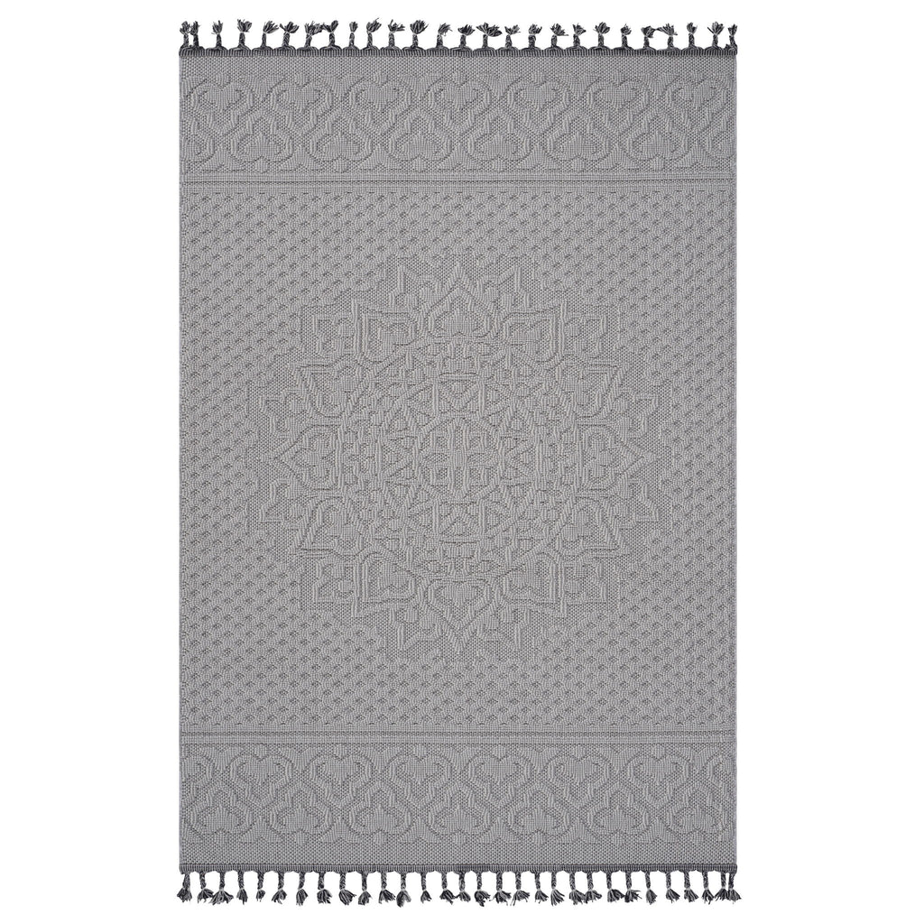 Guros - 8' X 10' Medallion Indoor / Outdoor Area Rug - White / Ivory