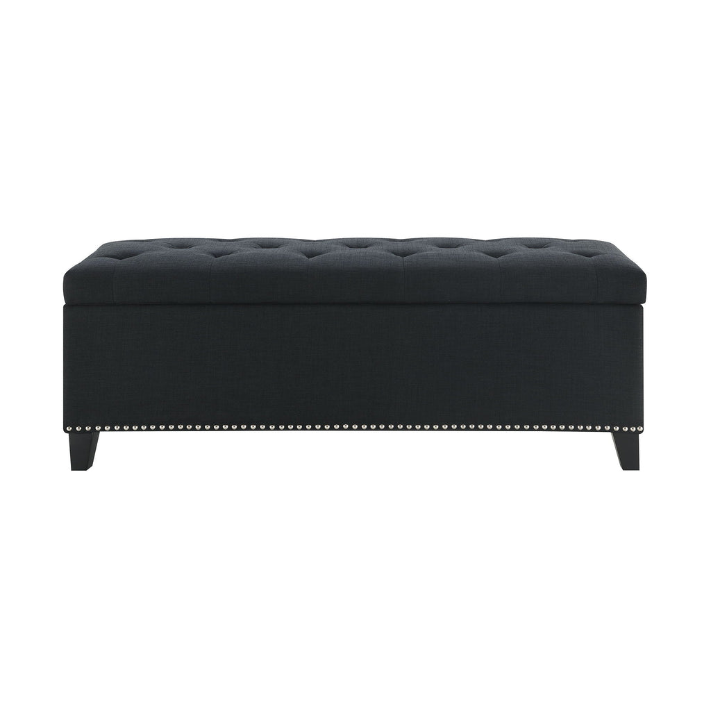 Button-Tufted Storage Ottoman With Safety Close Hinge