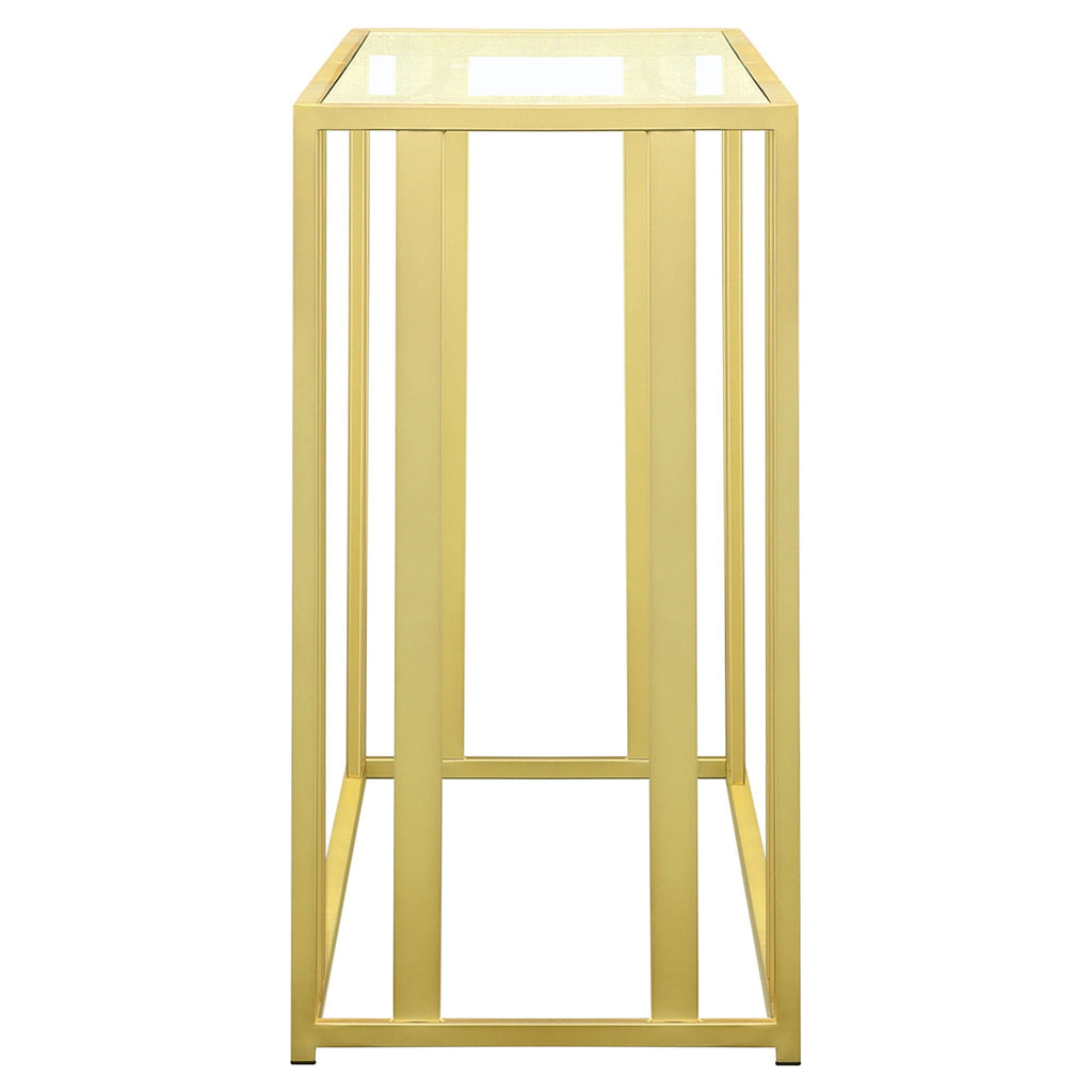 Adri Glass Top Entryway Console Table Matte Brass