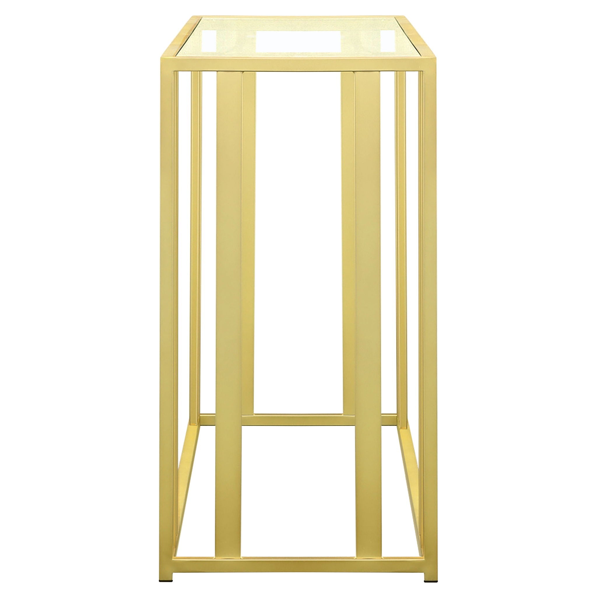 Adri Glass Top Entryway Console Table Matte Brass