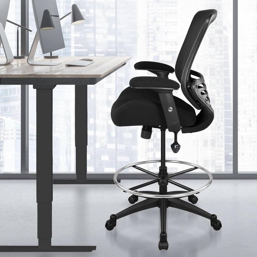 400Lbs Ergonomic Drafting Chair Height Adjustable Foot Ring