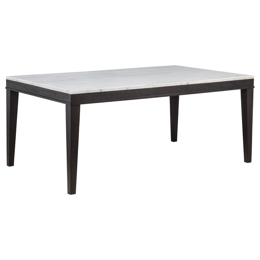 Averill 7-piece White Marble Top Dining Set Tan and Coffee Bean
