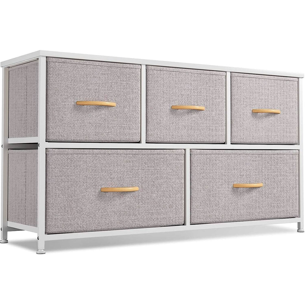Light Gray 5 Drawer Dresser Tower Unit Small Size Modern