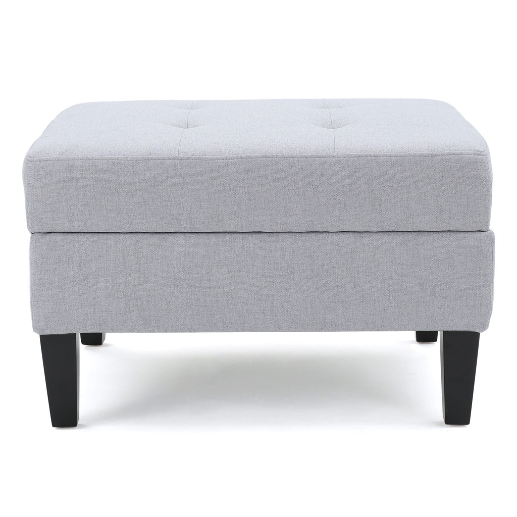 Storage Ottoman With Birch Wood Legs And Cushioned Top For Comfort