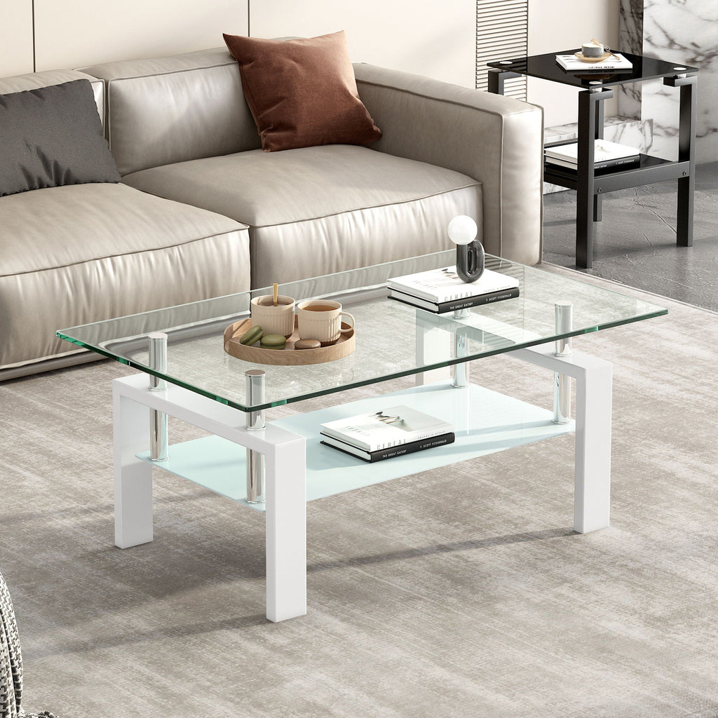 Tempered Glass Table With Storage
