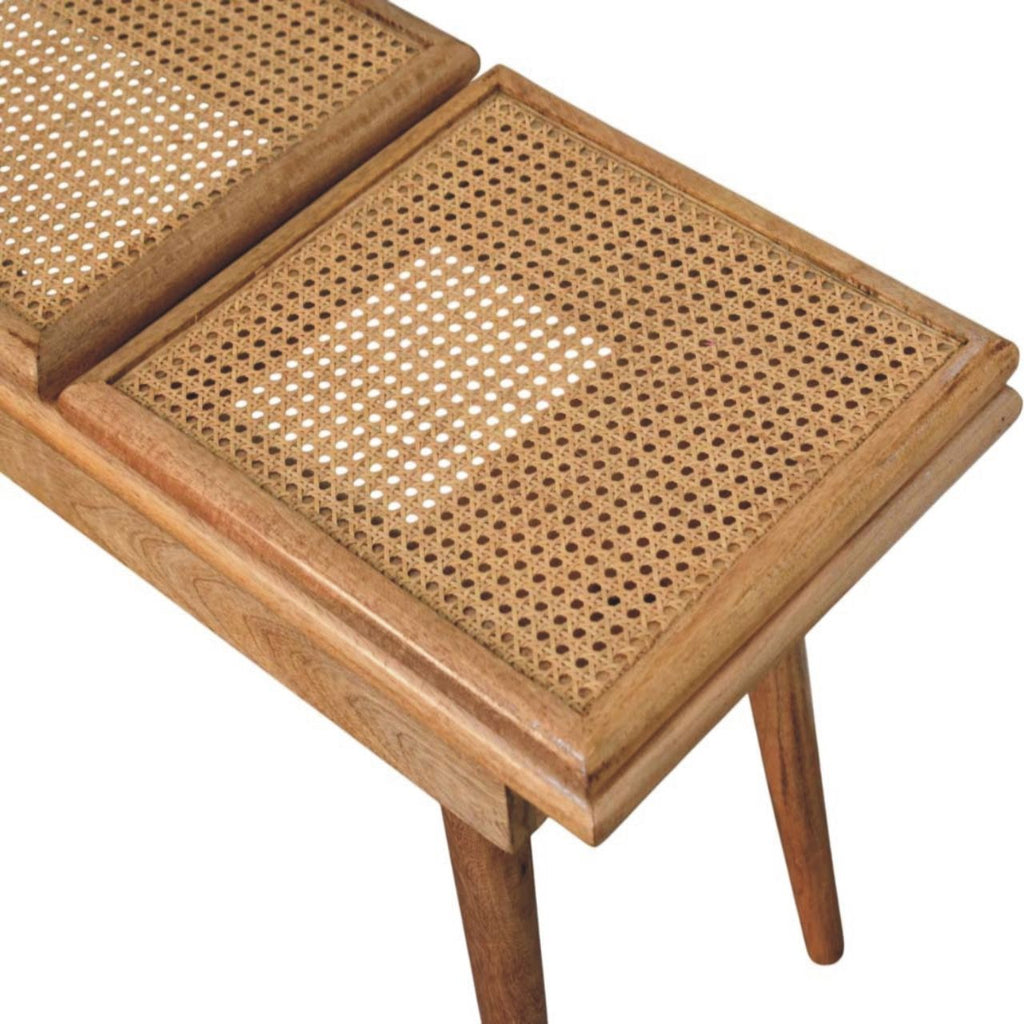 Larissa - Triple Accent Cane Bench - Beige