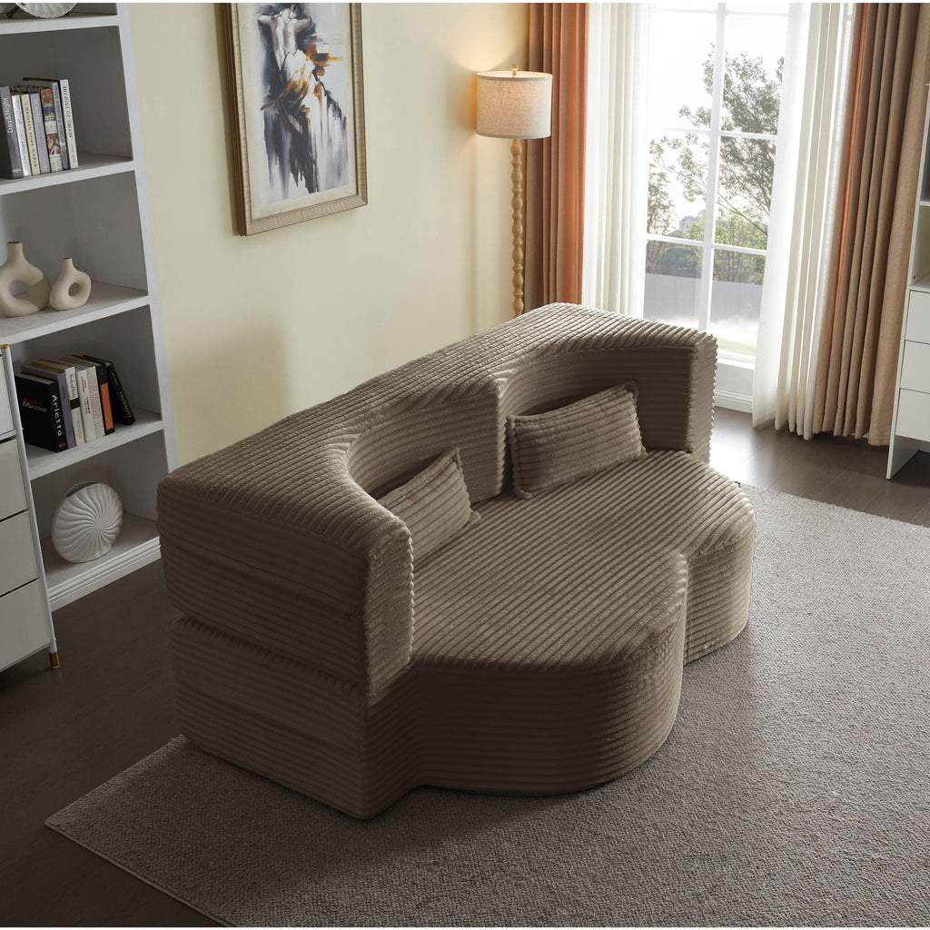 Floor Convertible Sleeper Sofa Bed With 2 Pillows