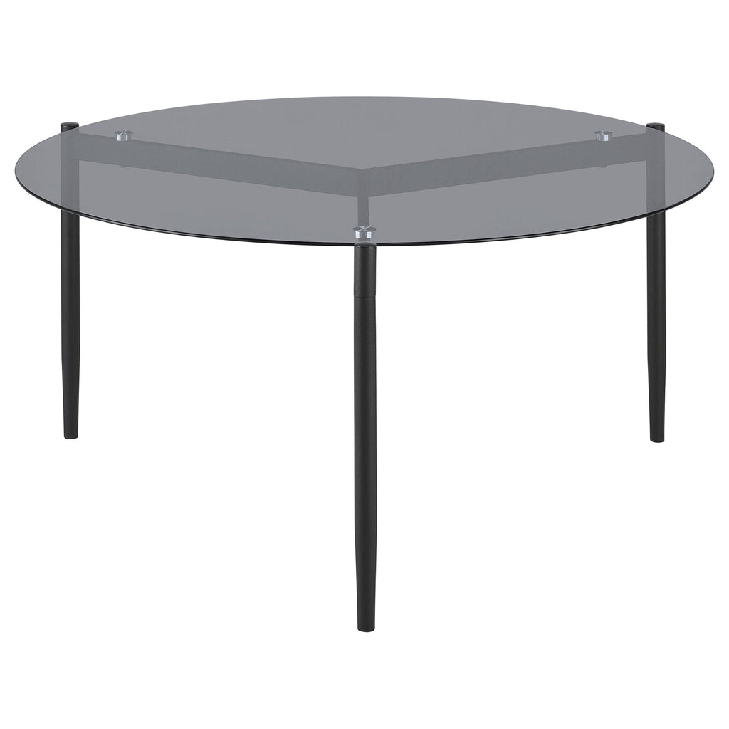Rosalie Round Smoked Glass Top Coffee Table Grey