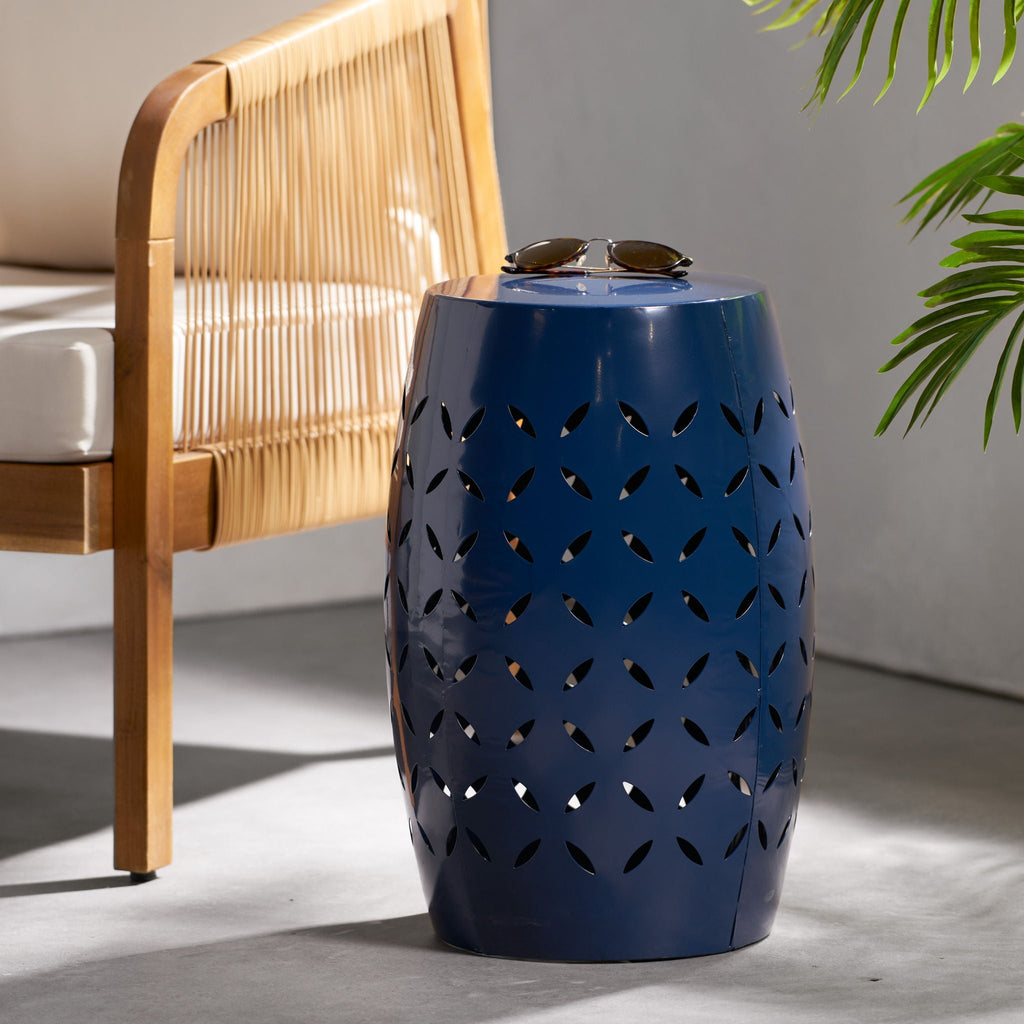 Outdoor Lace Cut Side Table - Navy Blue