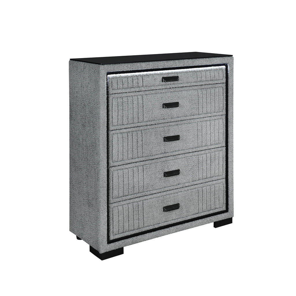 Isaiah - 5 Piece Bedroom Set With TV Lift-LED, Speakers And Fireplace