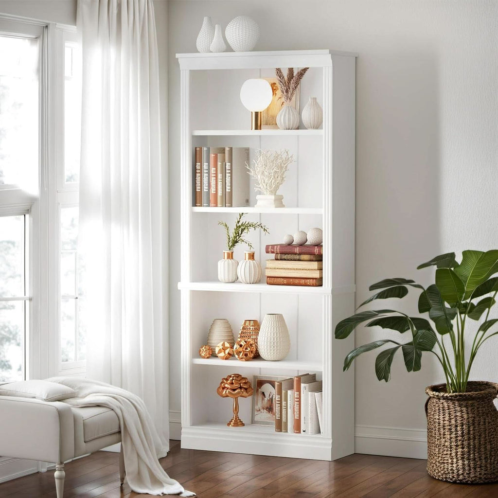 White 72 Inch Tall Bookcase For Living Room Storage