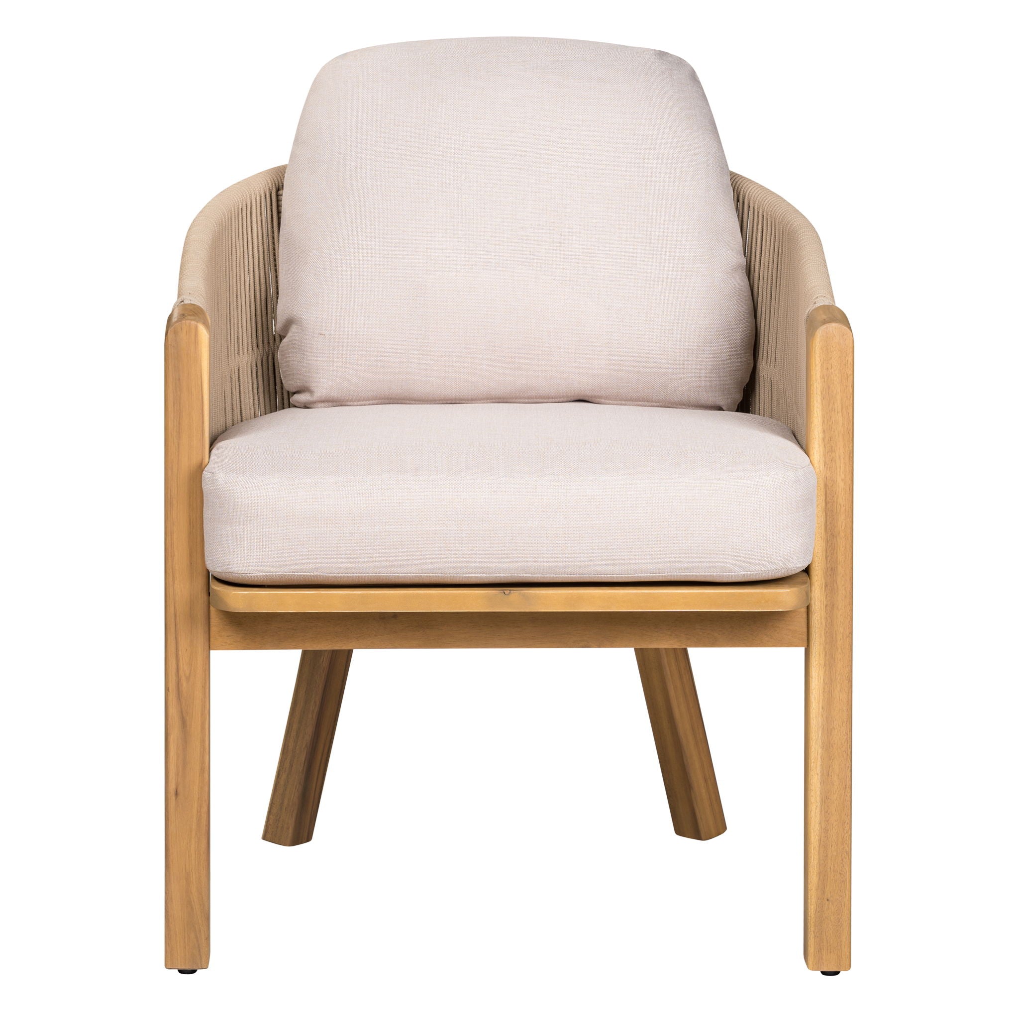 Grotta - Outdoor Dining Arm Chair (Set of 2) - Teak / Beige