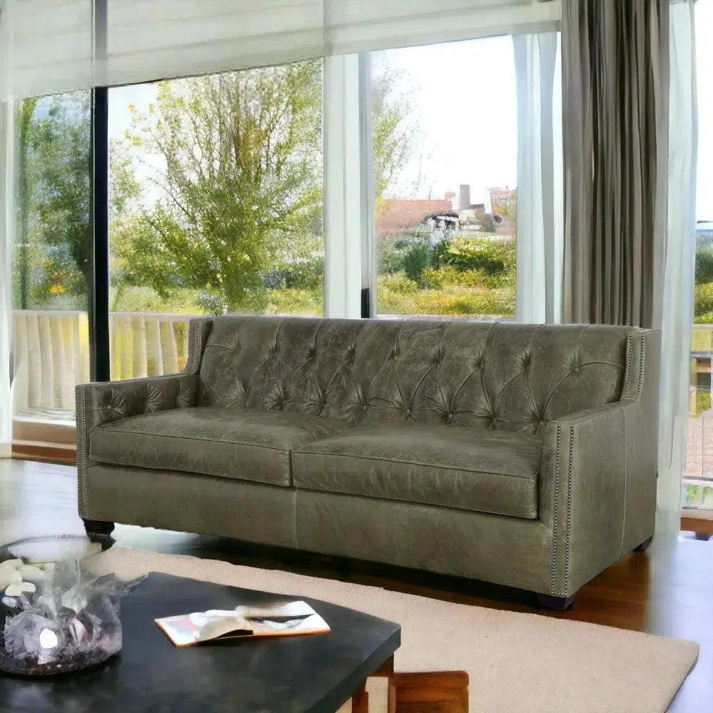 Leather Sofa - 90 Henry  Grain Leather Couch