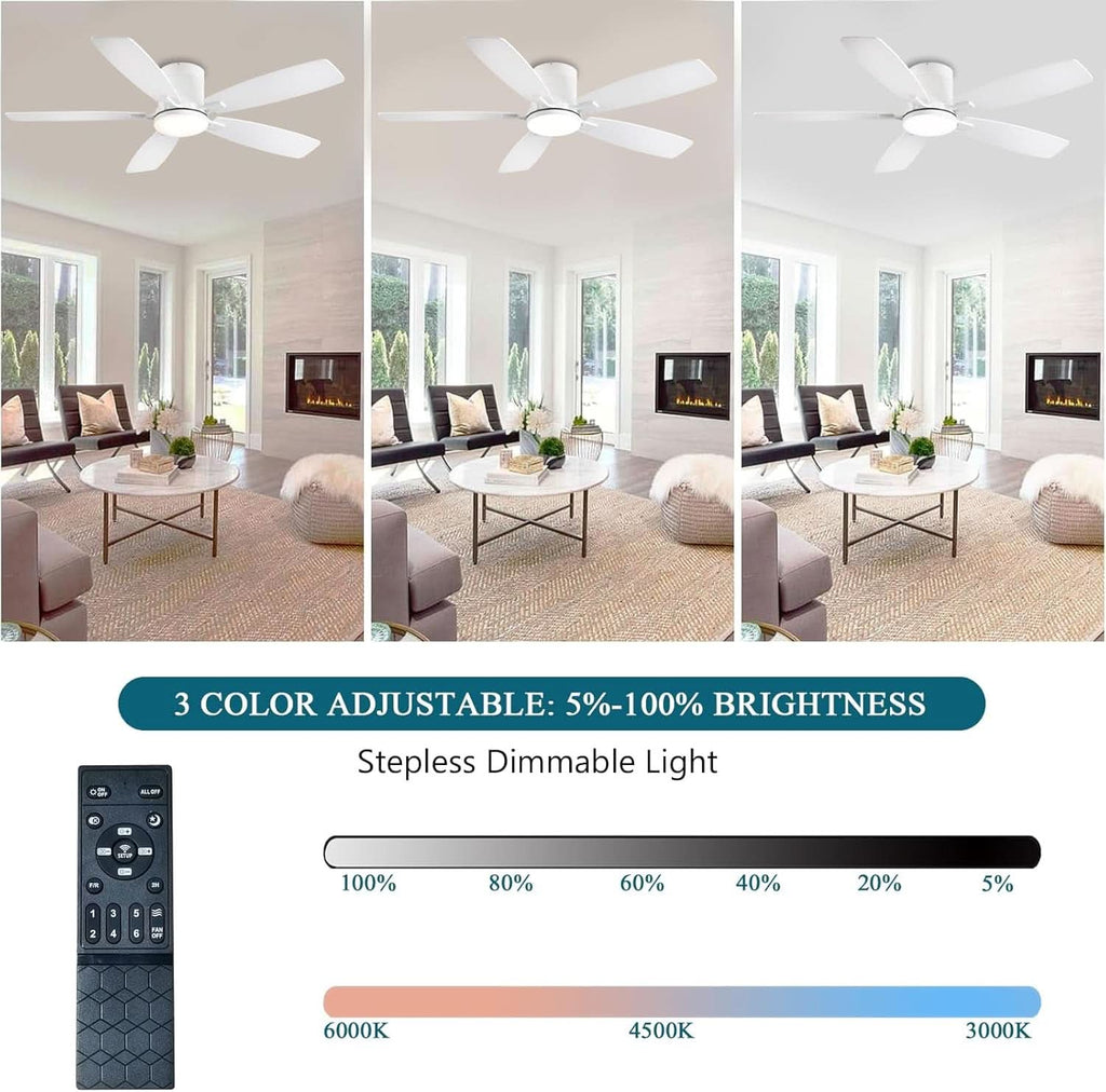 52 Inch Energy Efficient Ceiling Fan With Remote Control