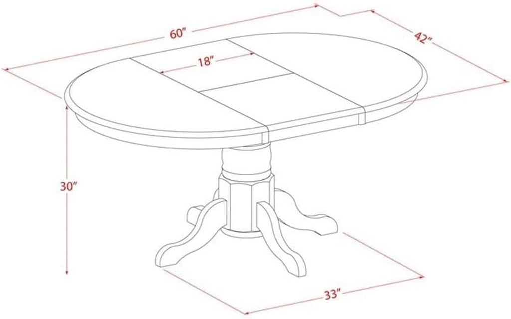 Avon Oval Dining Table 42x60 Linen White Butterfly Leaf