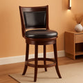 Swivel Bar Stool 29 Inch Cappuccino Faux Leather Upholstery