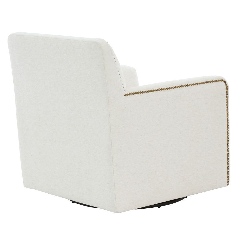 Tolland - Swivel Accent Chair With Antique Brass Nailhead Trim - Cream